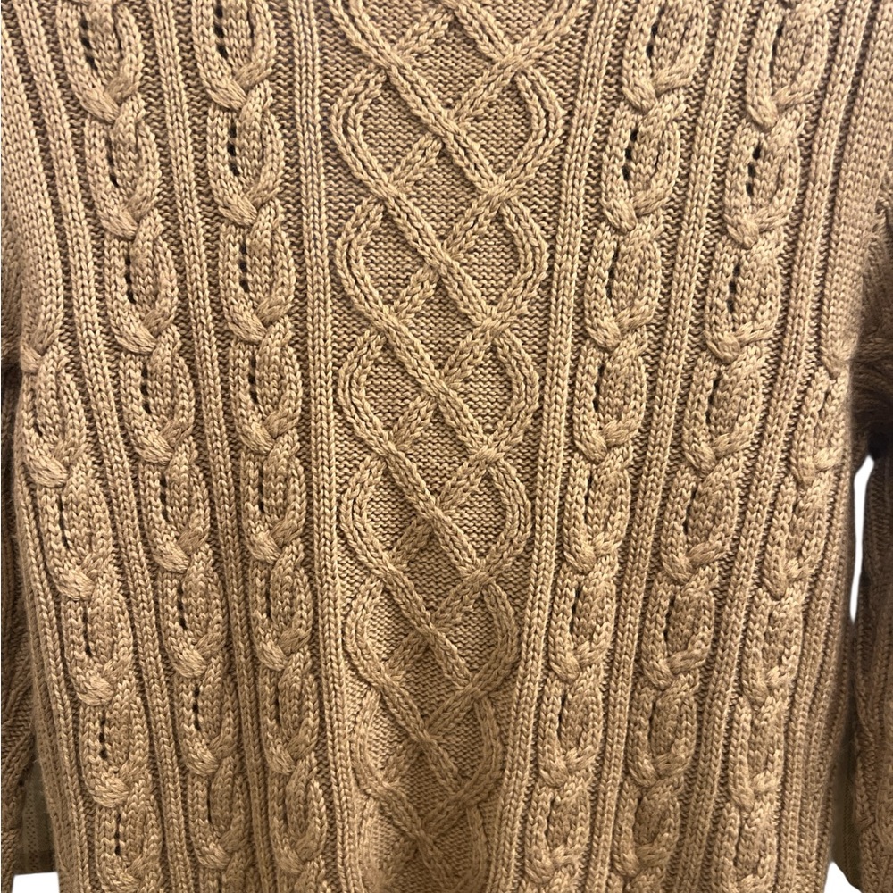 PowWow Wool Blend Cable Knit Cardigan w/Rabbit Fur Collar | M - Picture 11 of 16